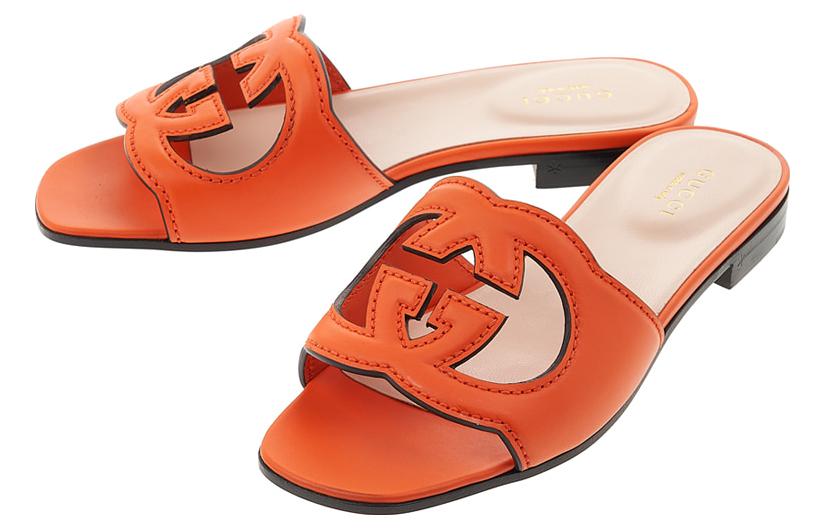 Shop (W) Gucci Interlocking G Cut-Out Slide Sandal ''Oranje Leer'' 694451-US000-7519