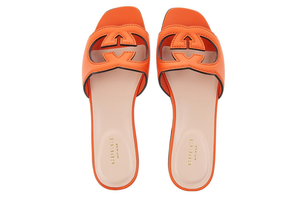 Purchase (W) Gucci Interlocking G Cut-Out Slide Sandal ''Oranje Leer'' 694451-US000-7519