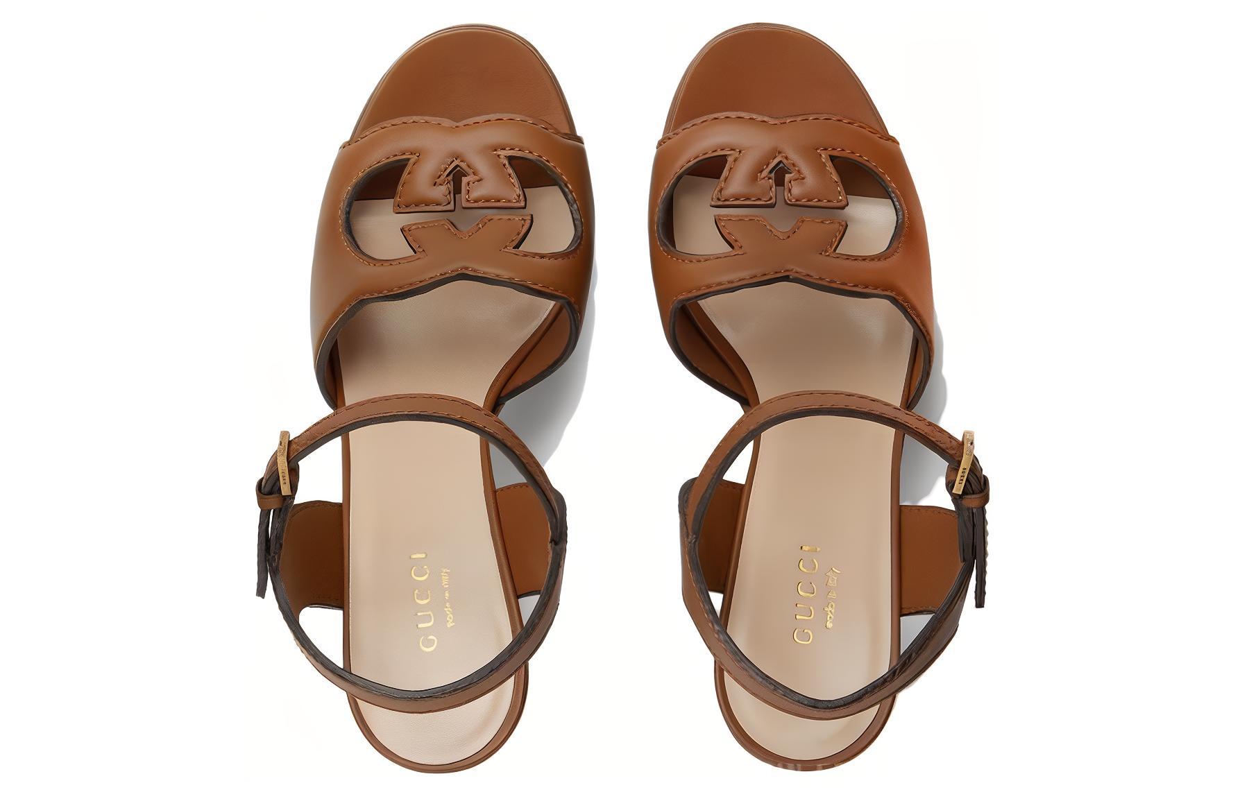 Shop (W) Sandalia Gucci Interlocking G Cut Out 'Cuero Leather' 730022-US000-2535