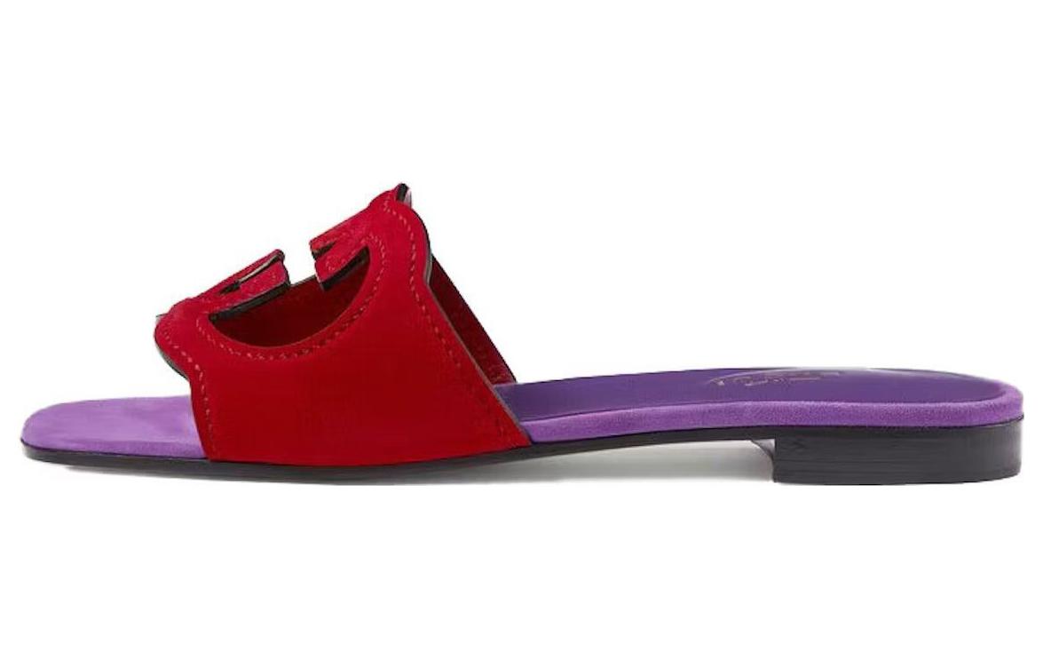 Buy GUCCI古驰 绒面 鏤空 時尚涼拖 女款 紫紅色