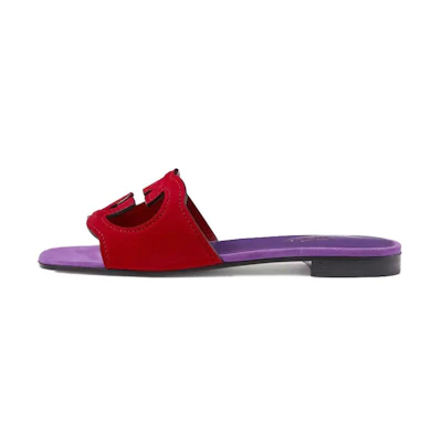 (W) Gucci Interlocking G Cut Slide Sandal Red Purple Suede