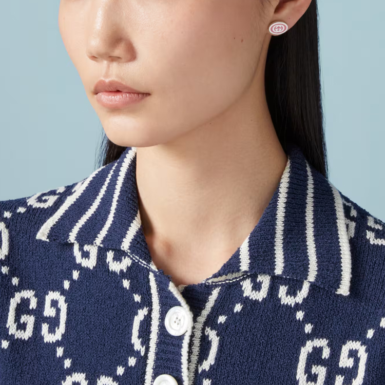 Shop (W) 구찌 인터로킹 G 에나멜 925 실버 여성 귀걸이. 753485-J8410-5620