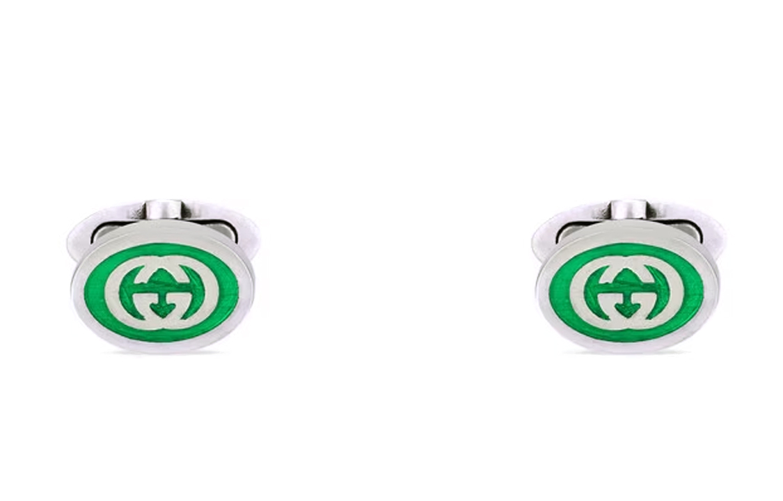 Order (W) GUCCI 互扣式G綠色琺瑯袖扣. 681283-J8410-8414