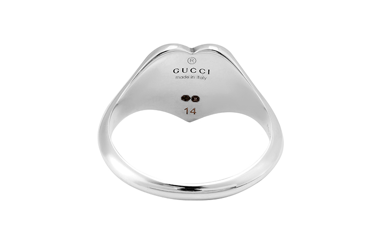 (Women) GUCCI Interlocking G Enamel Heart 925 Silver Ring for Women - Blue. 645544-J8410-8183 圖 3