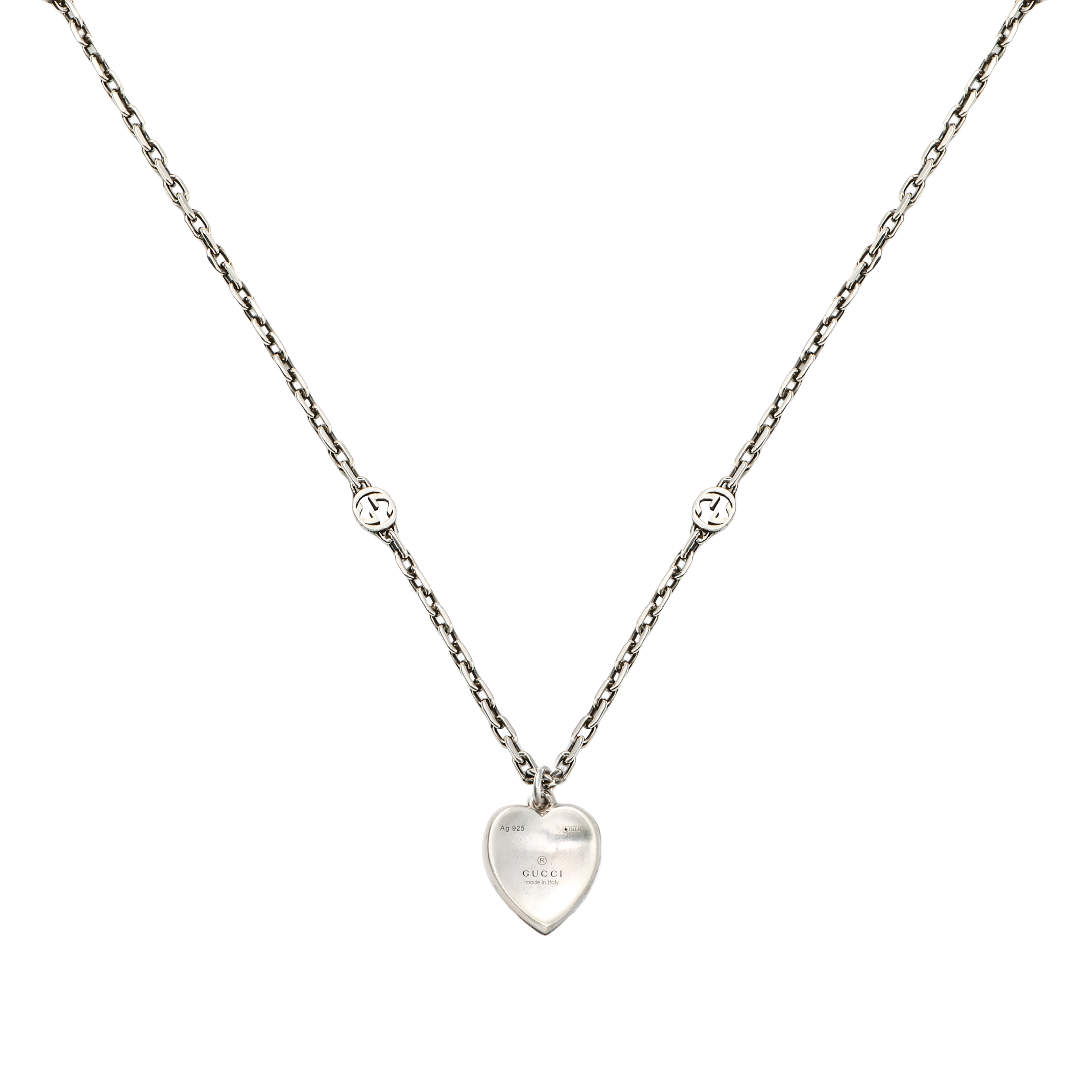 (Women) GUCCI Interlocking G Enamel Heart Sterling Silver Necklace () 645545-J89B4-1192 圖 3