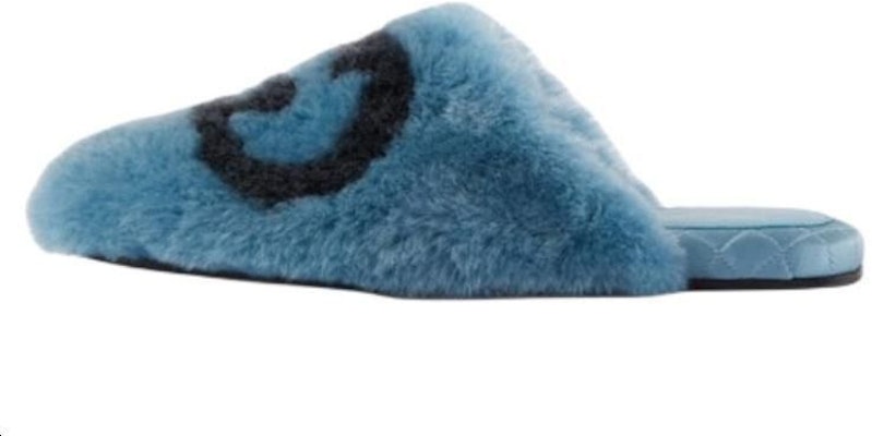 (Women) Gucci Interlocking G Faux-Fur Slippers Blue Black 719847-AAAUL-8439 Buy (Women) Gucci Interlocking G Faux-Fur Slippers Blue Black 719847-AAAUL-8439