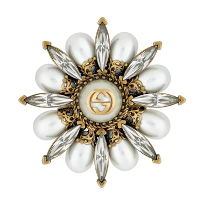 (Women) GUCCI Interlocking G Flower Crystal Ring for Women. 702719I98758623