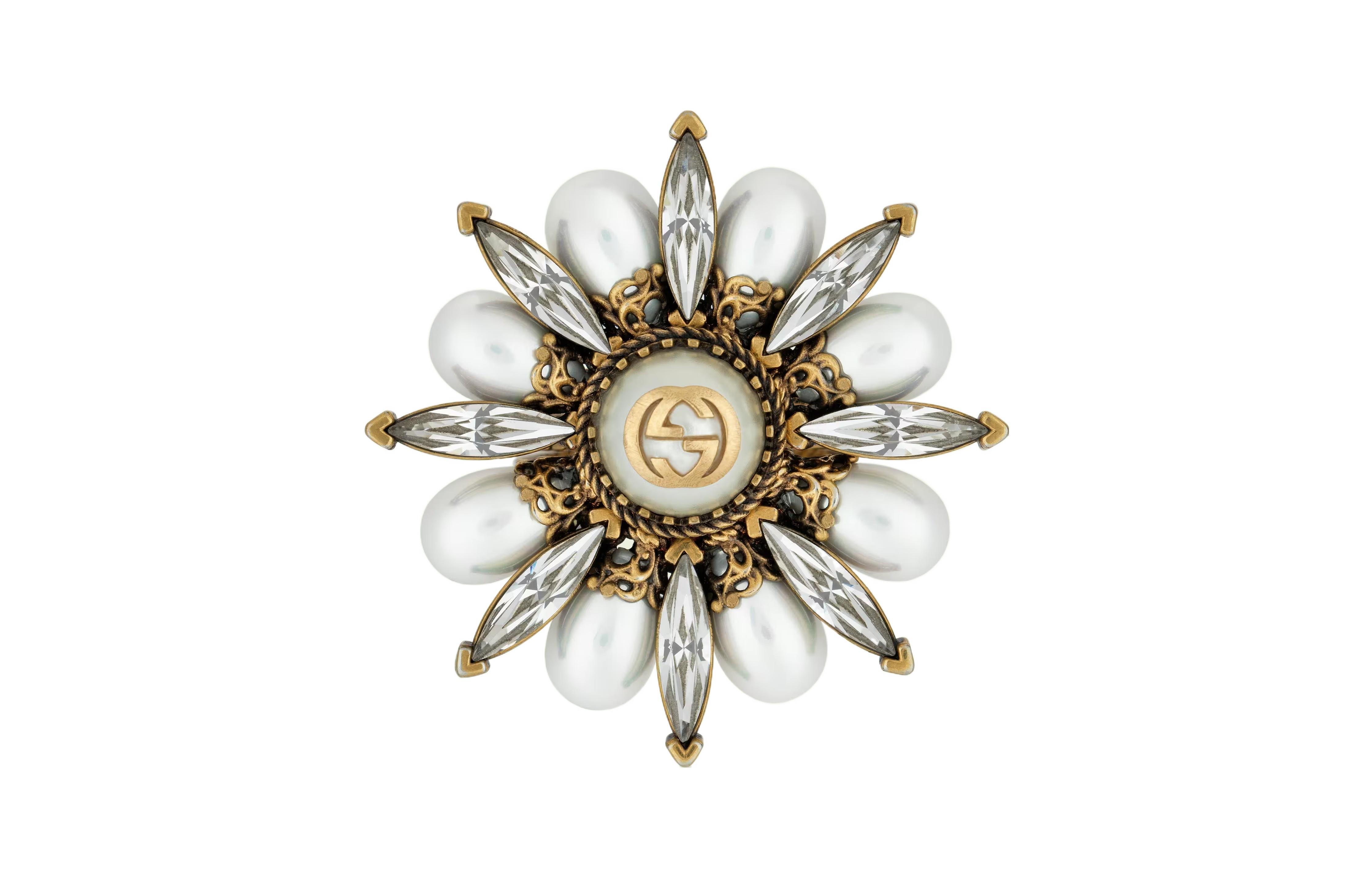 (Women) GUCCI Interlocking G Flower Crystal Ring for Women. 702719I98758623 圖 2