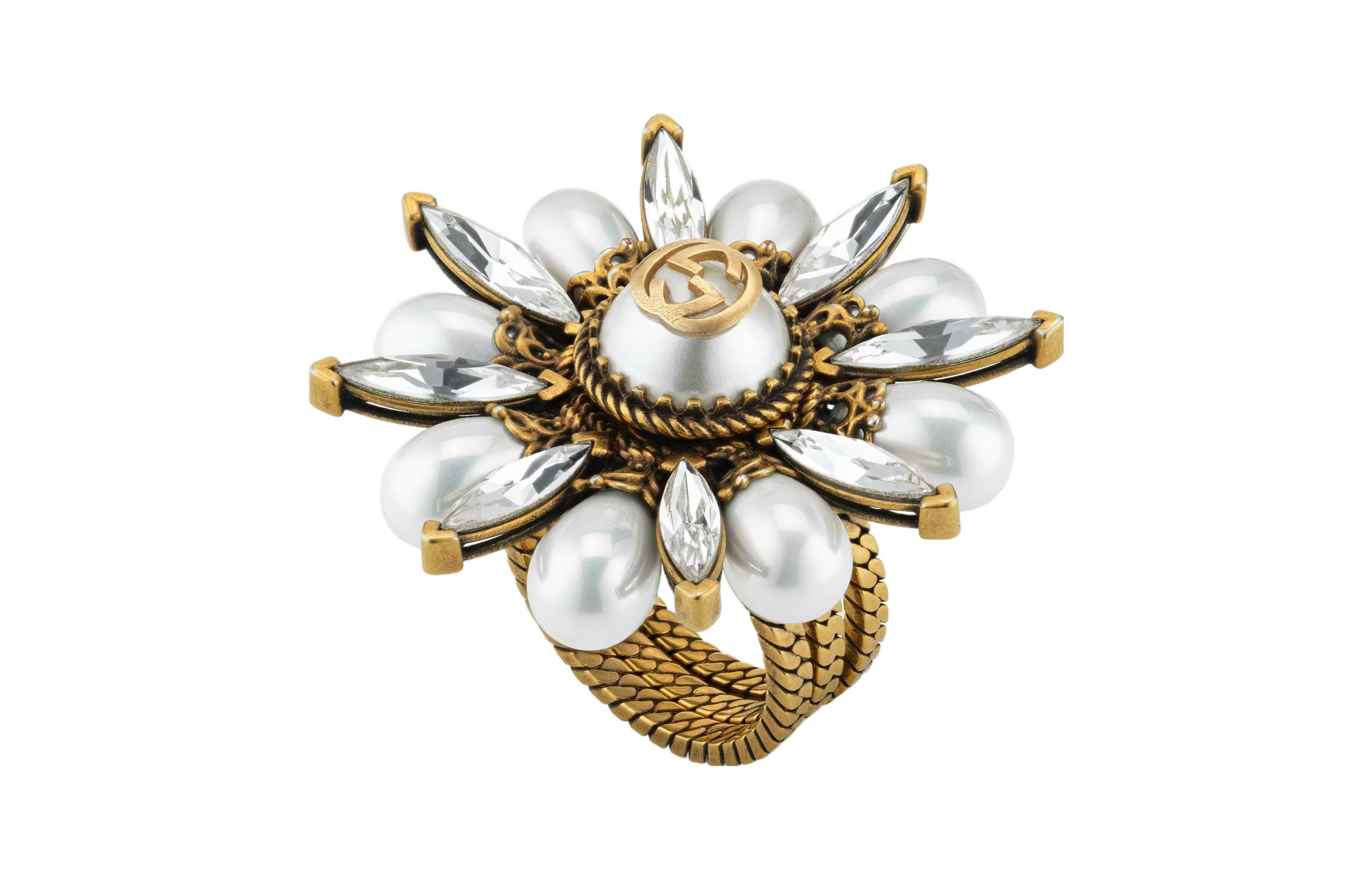 (Women) GUCCI Interlocking G Flower Crystal Ring for Women. 702719I98758623 圖 3