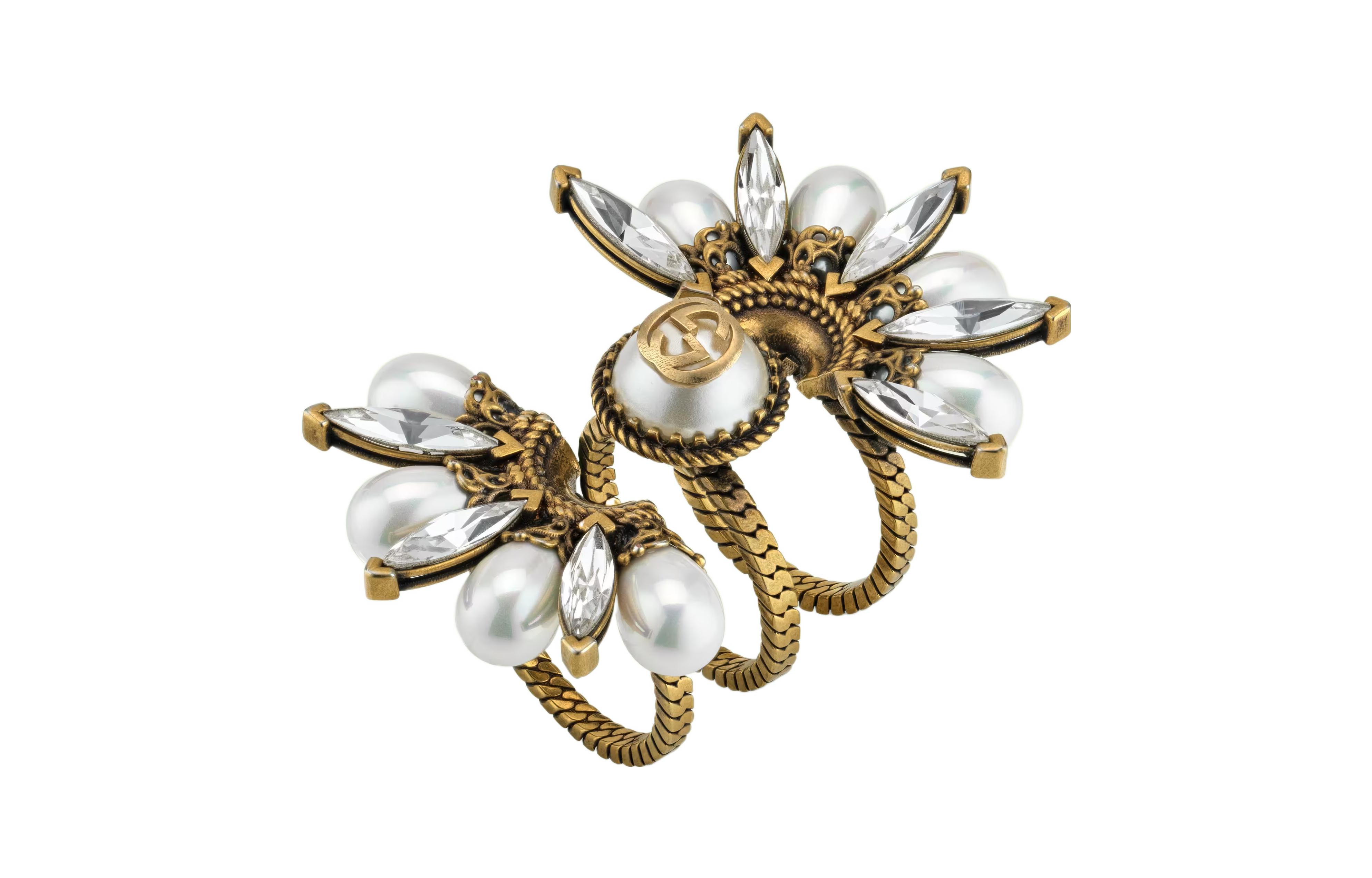 (Women) GUCCI Interlocking G Flower Crystal Ring for Women. 702719I98758623 圖 6