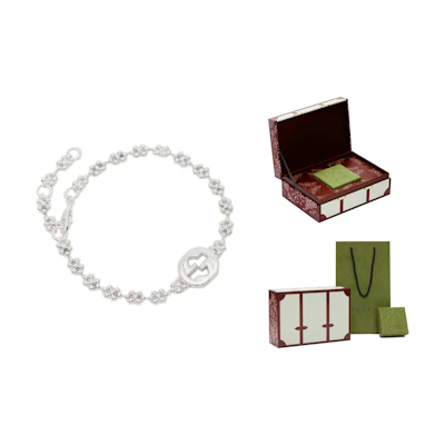 (Women) GUCCI Interlocking G Gift Box Sterling Silver Bracelet - Silver 481687-J8400-8106