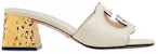 (W) Sandal Kulit Gucci Interlocking G Putih Emas 694450-US000-9022