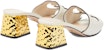 (W) Sandal Kulit Gucci Interlocking G Putih Emas 694450-US000-9022