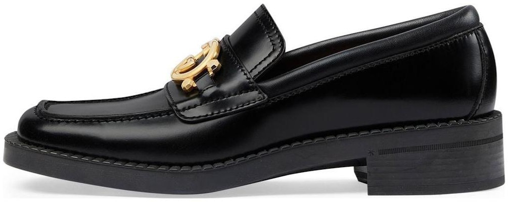 (Women) Gucci Interlocking G Loafers Black Leather 701791-10R60-1000 Buy (Women) Gucci Interlocking G Loafers Black Leather 701791-10R60-1000