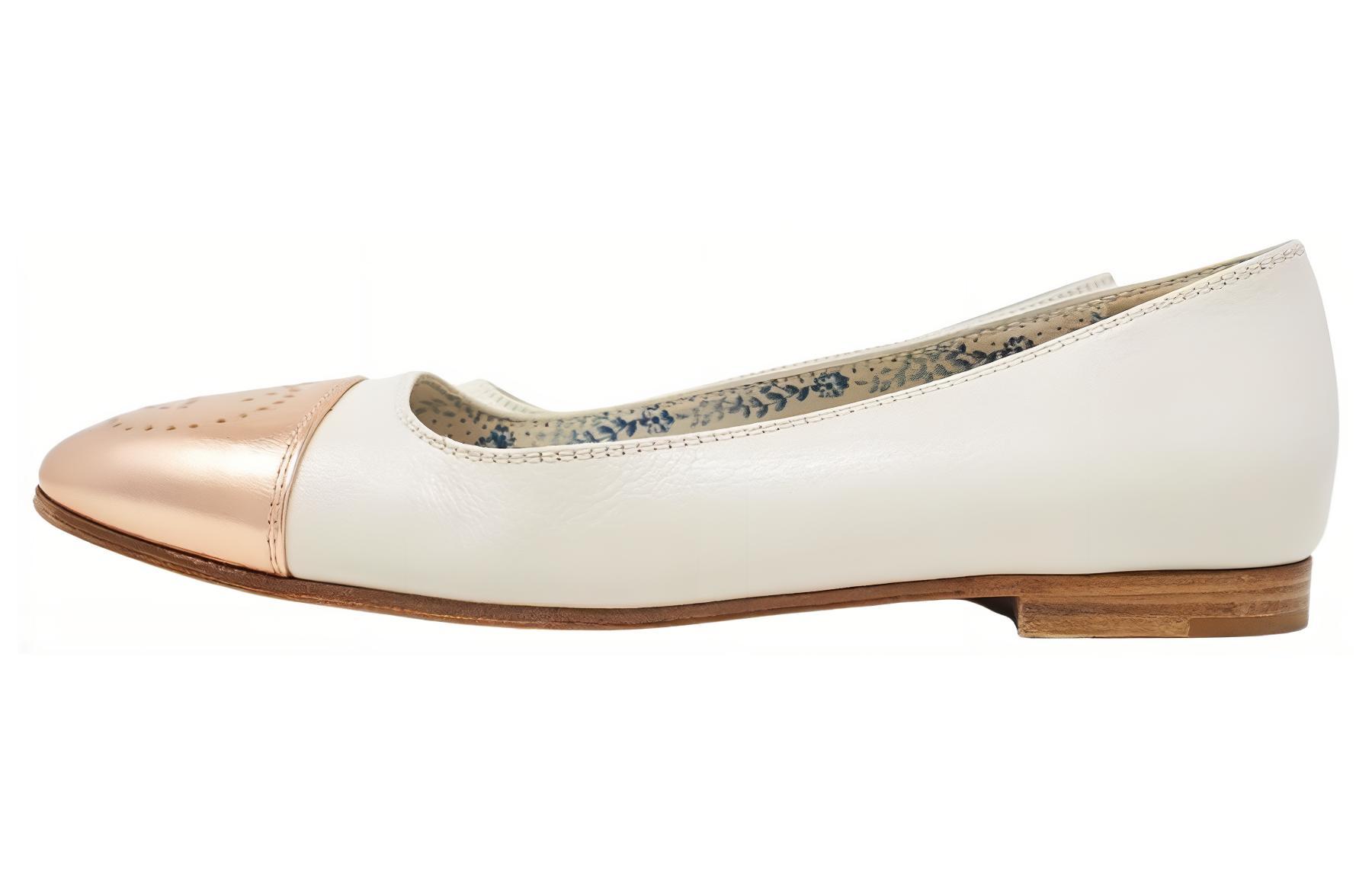 (W) Gucci Interlocking G Logo Leather Ballet Flats 'White Gold'