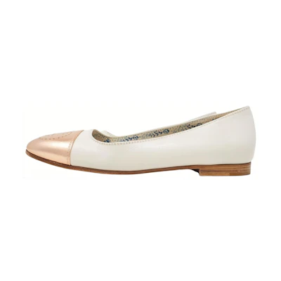 (W) Gucci Interlocking G Logo Leather Ballet Flats 'White Gold'