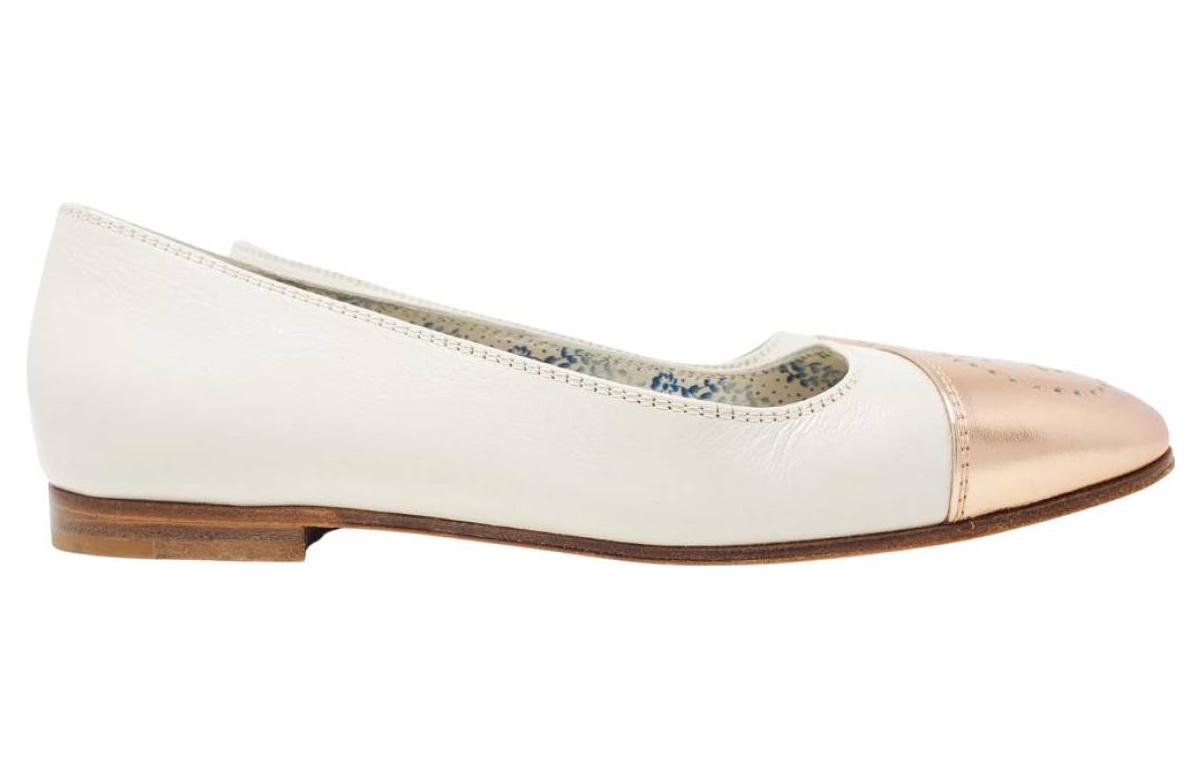 (W) Gucci Interlocking G Logo Leather Ballet Flats 'White Gold' 圖 2