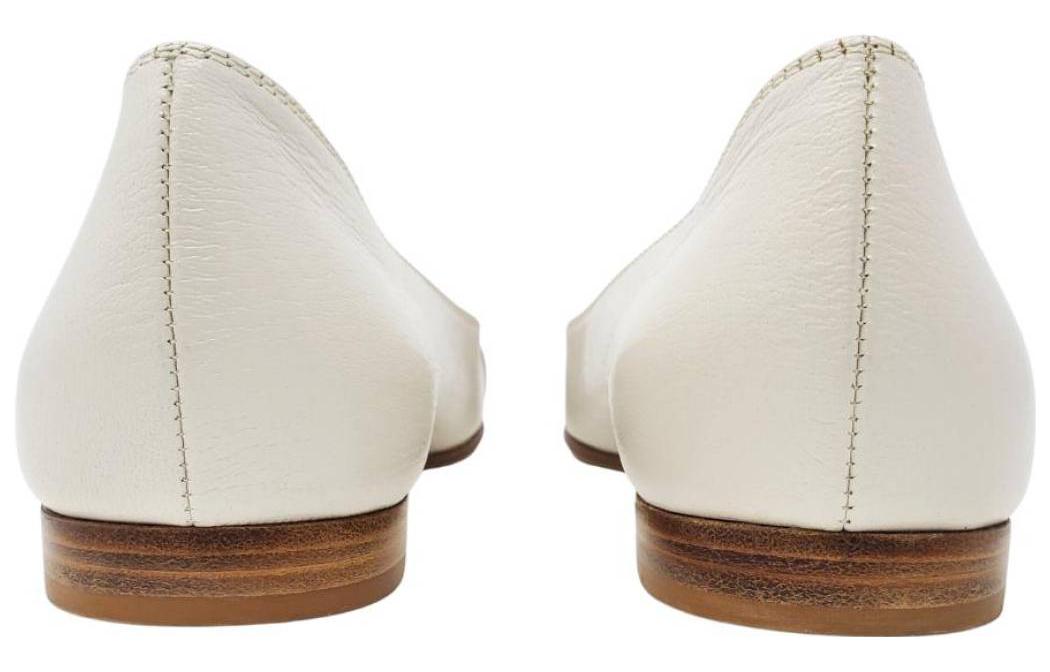 (W) Gucci Interlocking G Logo Leather Ballet Flats 'White Gold' 圖 4