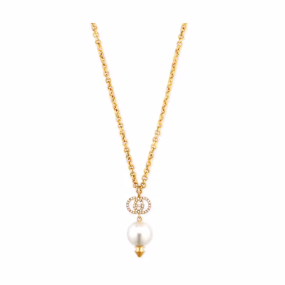 (Women) GUCCI Interlocking G Pearl Necklace Metallic Fashion Jewelry 582806J1D518516