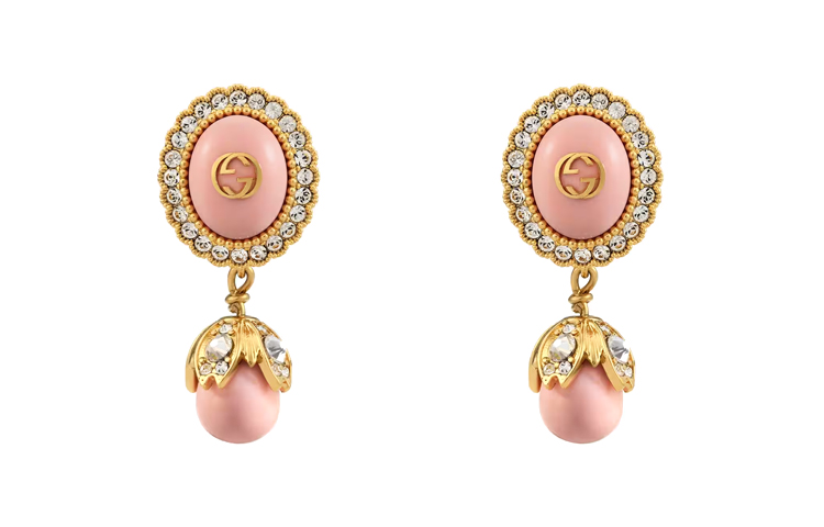 (Women) GUCCI Interlocking G Resin Earrings for Women - Pink. 753944-I9875-8522