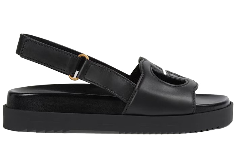 (Women) Gucci Interlocking G Sandals Black Leather 738687-US000-1000