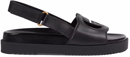 (Women) Gucci Interlocking G Sandals Black Leather 738687-US000-1000 (Women) Gucci Interlocking G Sandals Black Leather 738687-US000-1000