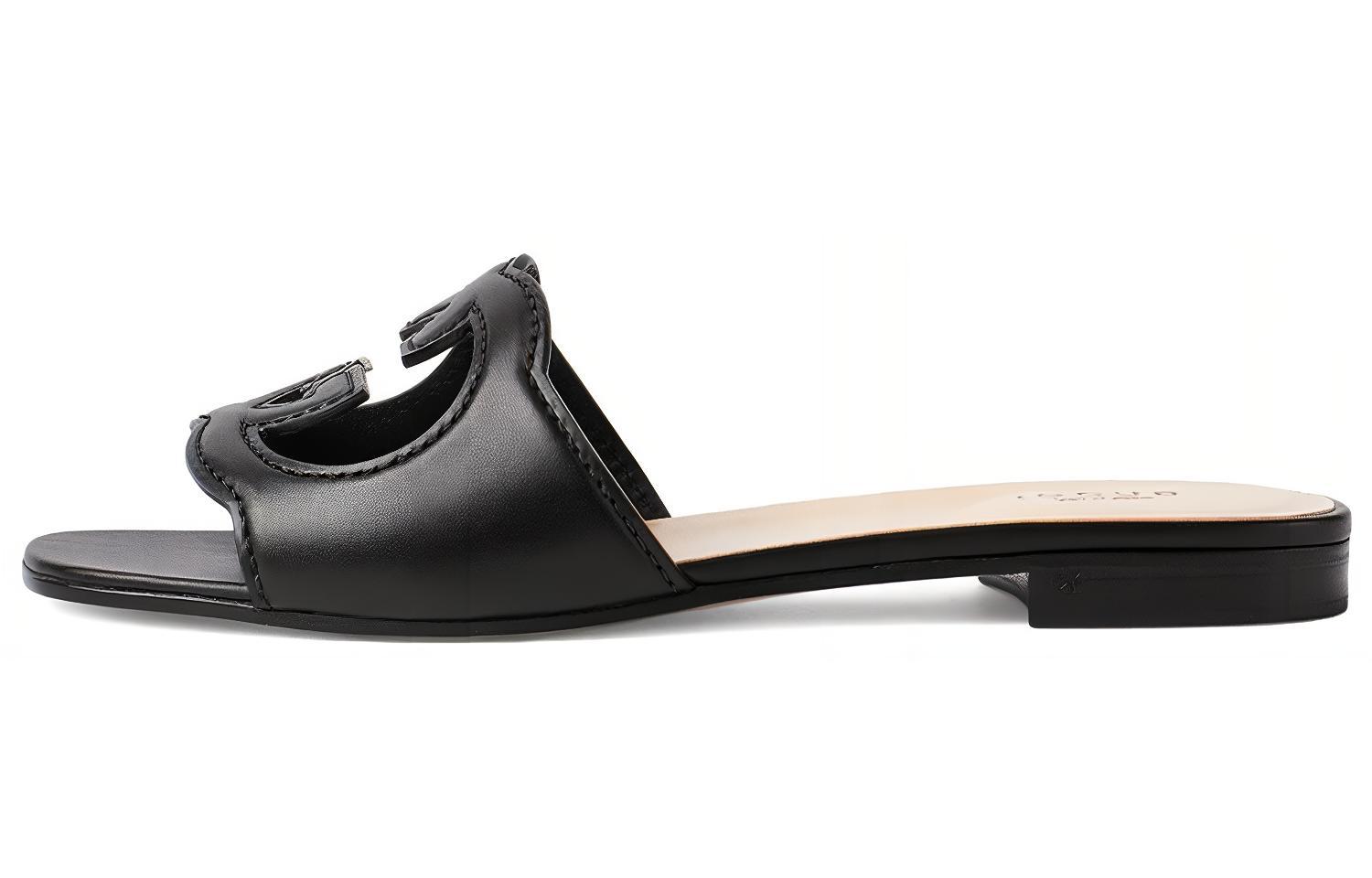 (Women) Gucci Interlocking G Shearling Sandals 'Black' 694451-US000-1000