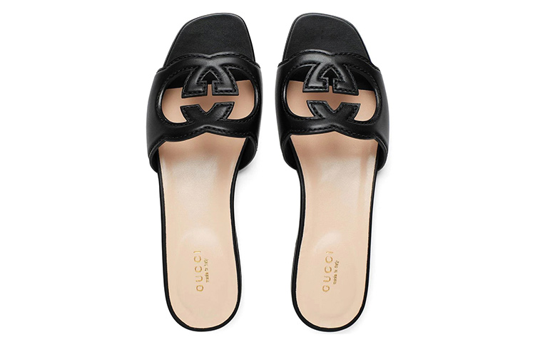Lookbook (W) Sandalias Gucci Interlocking G de Piel de Oveja 'Negro' 694451-US000-1000