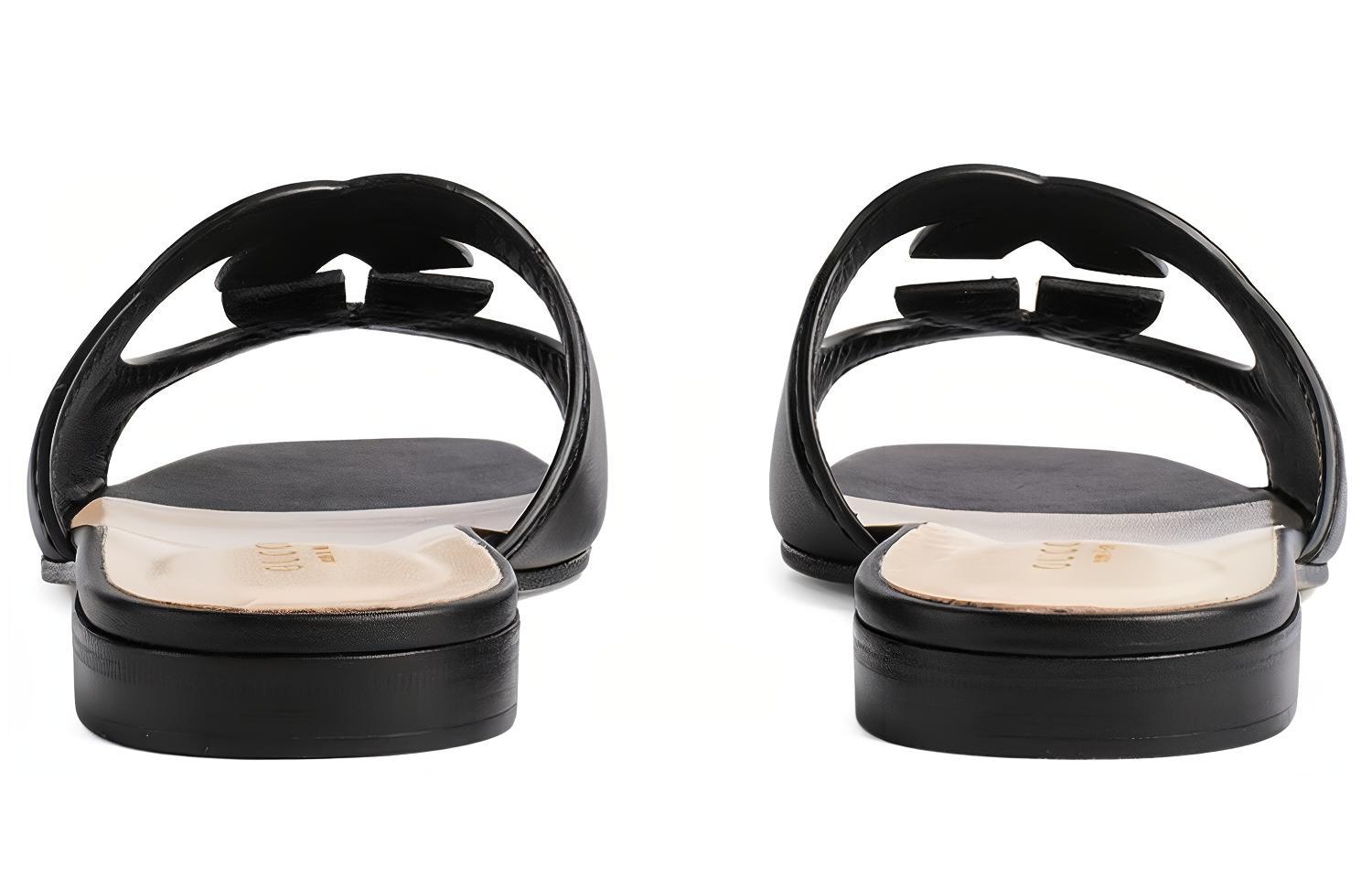 Shop (W) Sandalias Gucci Interlocking G de Piel de Oveja 'Negro' 694451-US000-1000