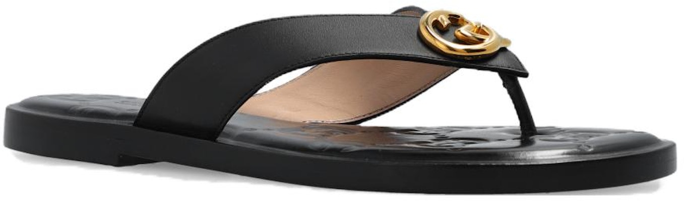 (Women) Gucci Interlocking G thong sandal 'Black Leather' 695207-A3N00-1000 Shop (Women) Gucci Interlocking G thong sandal 'Black Leather' 695207-A3N00-1000