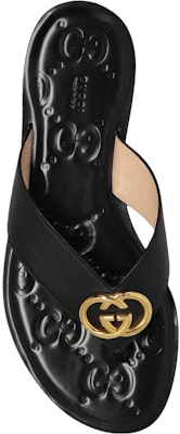 (Women) Gucci Interlocking G thong sandal 'Black Leather' 695207-A3N00-1000 Purchase (Women) Gucci Interlocking G thong sandal 'Black Leather' 695207-A3N00-1000