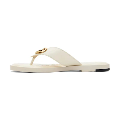 (W) Gucci Interlocking G Thong Sandal 'White Leather'