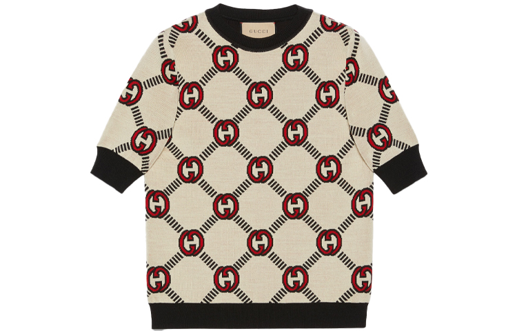 Buy (W) Gucci Interlocking GG Wool Half-Sleeve Sweater Khaki FW21 678310-XKB7T-9194