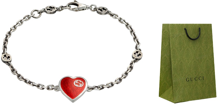 (Women) GUCCI Interlocking Heart Double G Silver Bracelet 925 Sterling for Women. 645546-J89B4-1192 Order (Women) GUCCI Interlocking Heart Double G Silver Bracelet 925 Sterling for Women. 645546-J89B4-1192