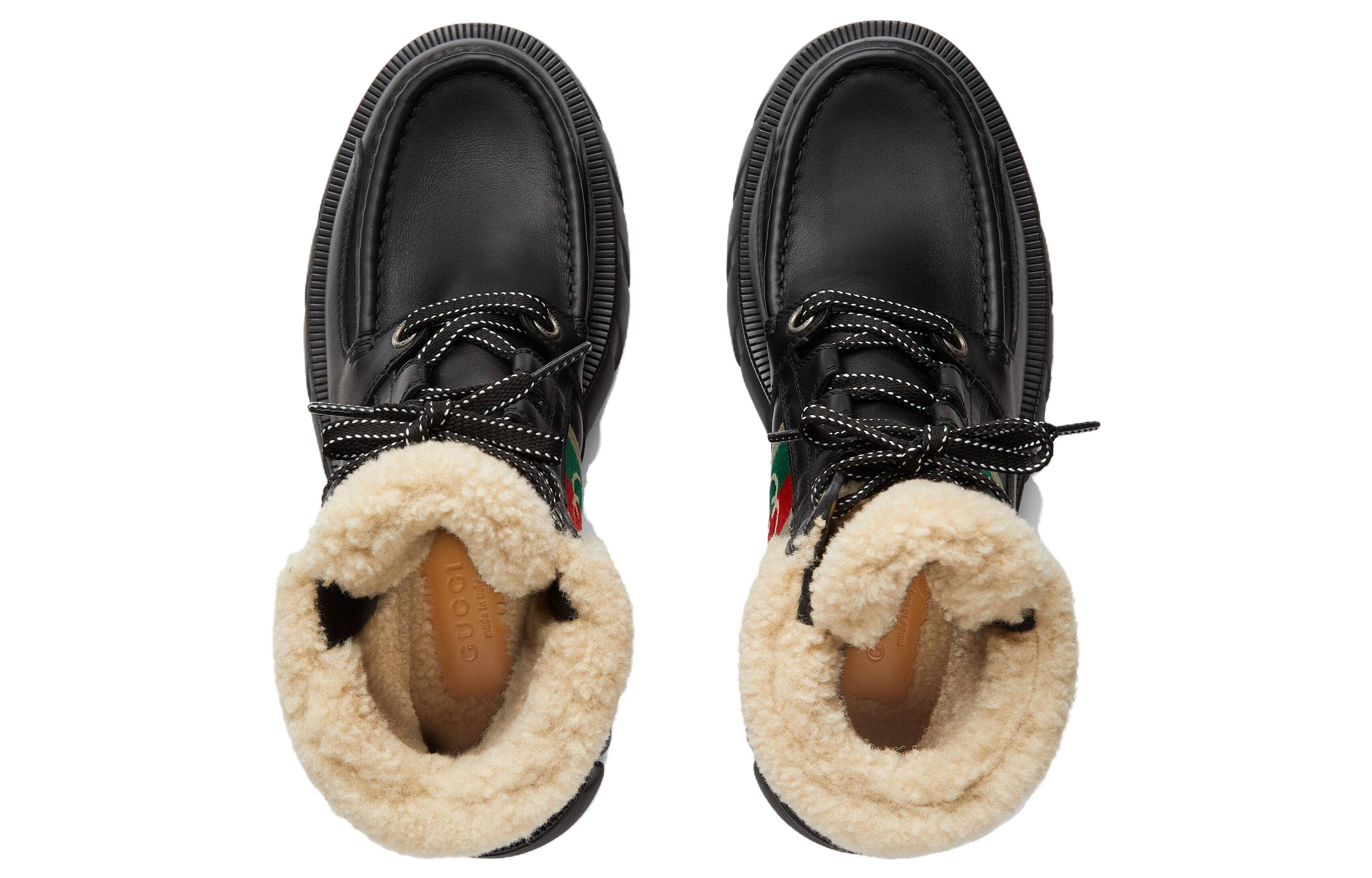Lookbook (W) グッチ インターロッキング レースアップブーツ (ブラック) 670406-DTNH0-1185