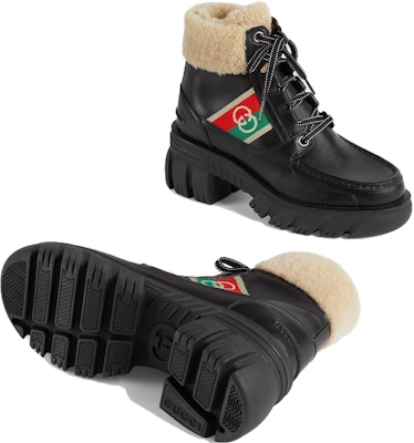 (Women) Gucci Interlocking Leather Lace-Up Boots 'Black' 670406-DTNH0-1185 Purchase (Women) Gucci Interlocking Leather Lace-Up Boots 'Black' 670406-DTNH0-1185