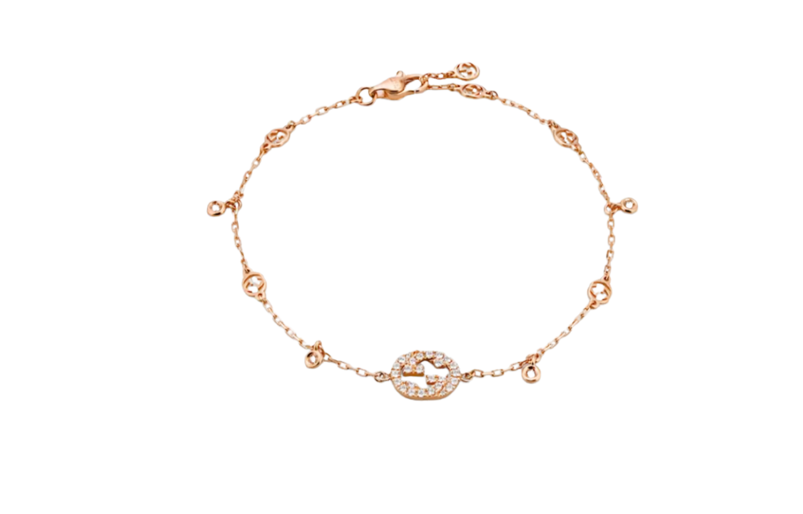 (Women) GUCCI Interlocking Logo 18K Rose Gold Diamond Bracelet for Women - Rose Gold. 729403J85405702 圖 2