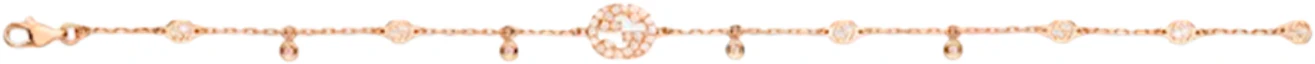 Lookbook (Women) GUCCI Interlocking Logo 18K Rose Gold Diamond Bracelet for Women - Rose Gold. 729403J85405702