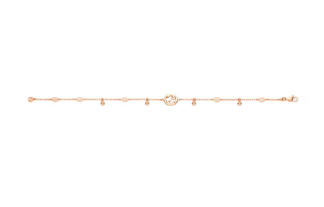(Women) GUCCI Interlocking Logo 18K Rose Gold Diamond Bracelet for Women - Rose Gold. 729403J85405702 圖 4