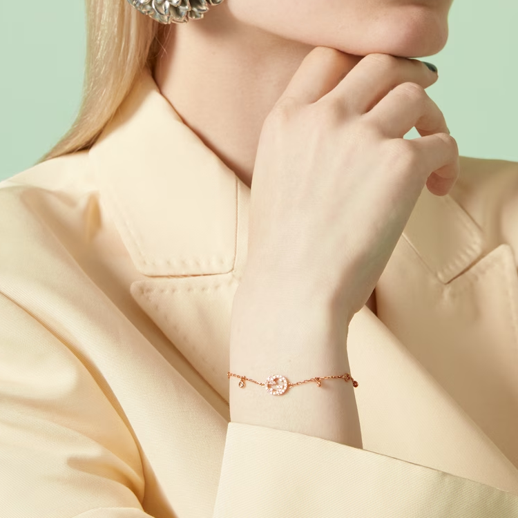 (Women) GUCCI Interlocking Logo 18K Rose Gold Diamond Bracelet for Women - Rose Gold. 729403J85405702 圖 5