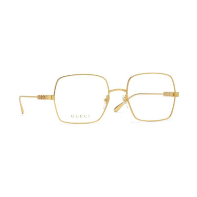 (Women) GUCCI Irregular Gold Optical Eyeglasses with Gucci Letter Logo for Women. 755295-I3330-8091