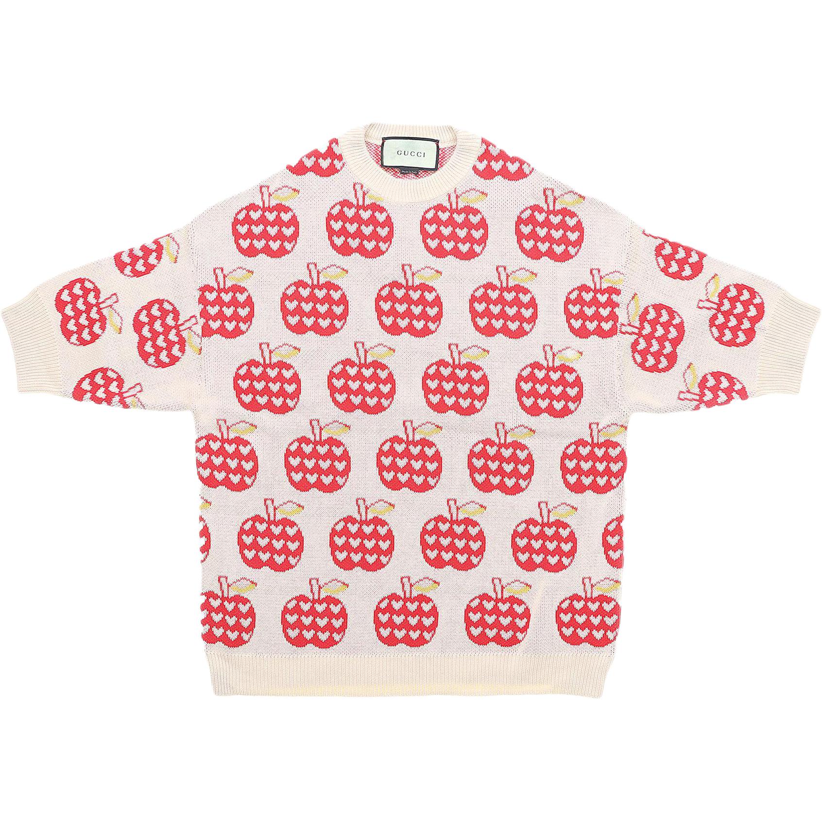 (Women) Gucci Ivory Fruit Pattern Jacquard Knitted Sweater 665122-XKBYW-9750