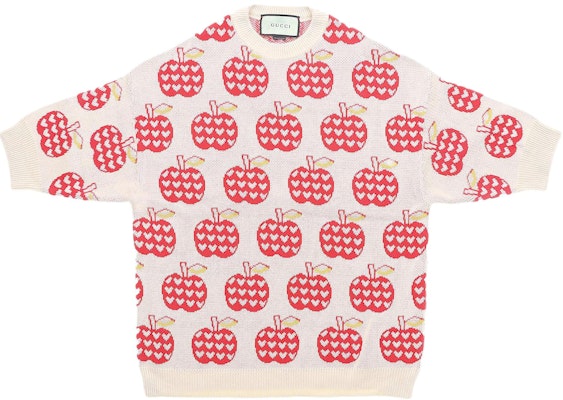(Women) Gucci Ivory Fruit Pattern Jacquard Knitted Sweater 665122-XKBYW-9750 Buy (Women) Gucci Ivory Fruit Pattern Jacquard Knitted Sweater 665122-XKBYW-9750
