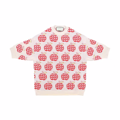 (Women) Gucci Ivory Fruit Pattern Jacquard Knitted Sweater 665122-XKBYW-9750