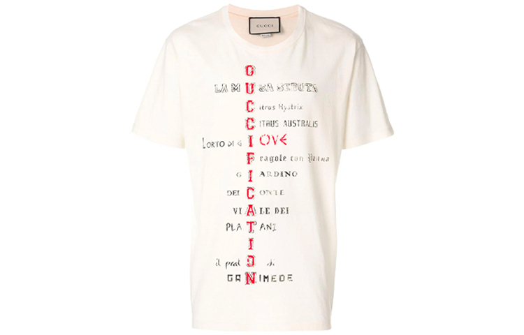 Buy (W) Gucci 象牙色寬鬆短袖LOGO T恤 492347-X3N07-7550