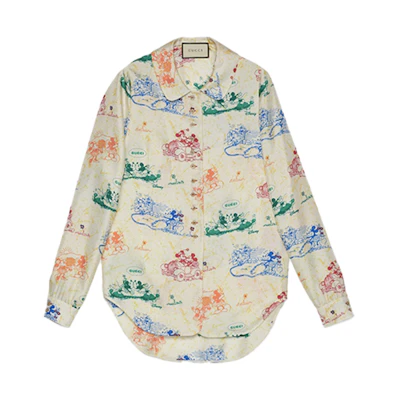 (Women) Gucci Ivory Silk Long-Sleeve Shirt (Collaboration Edition) 609427-ZADHJ-9510