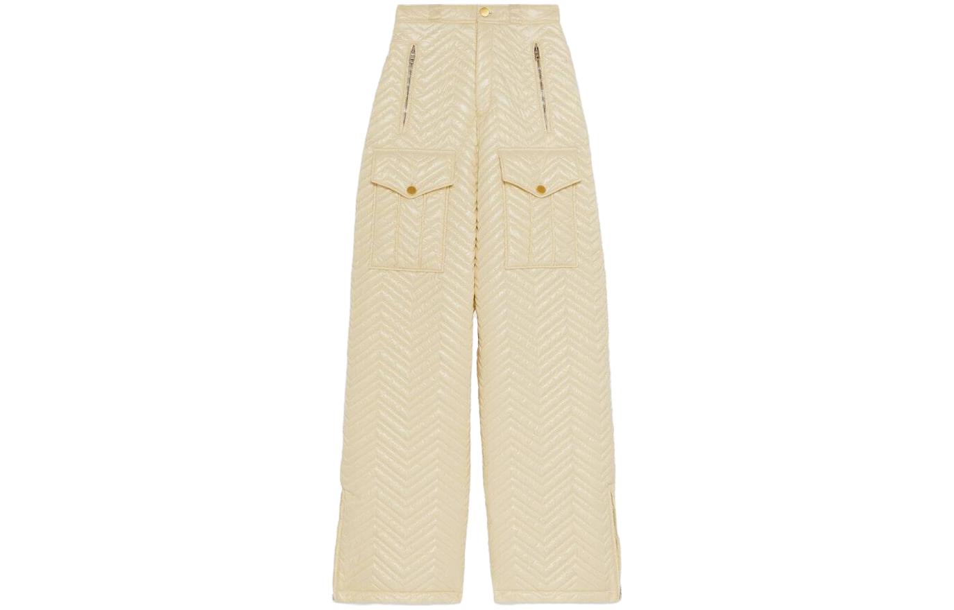 (Women) Gucci Ivory Straight-Leg Trousers with Double G Embroidery 725786-ZALQG-9200