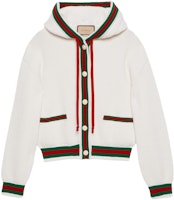 (Women) Gucci Ivory Striped Hooded Knit Cardigan FW23 764690-XKDQV-9146 (Women) Gucci Ivory Striped Hooded Knit Cardigan FW23 764690-XKDQV-9146