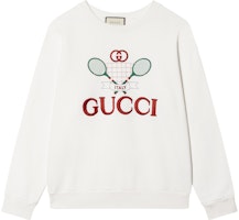 (Women) Gucci Ivory Tennis Racket Print Sweatshirt 469250-XJBIY-9381 (Women) Gucci Ivory Tennis Racket Print Sweatshirt 469250-XJBIY-9381
