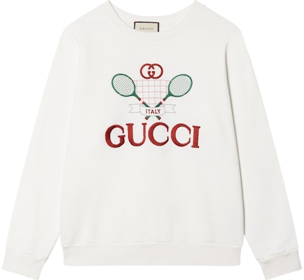 (W) グッチ アイボリー テニスラケットプリント スウェットシャツ 469250-XJBIY-9381 Buy (W) グッチ アイボリー テニスラケットプリント スウェットシャツ 469250-XJBIY-9381